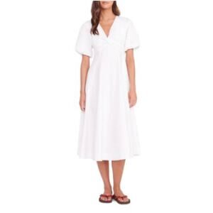 STAUD Finley White Cotton Blend Midi Dress - Size 2